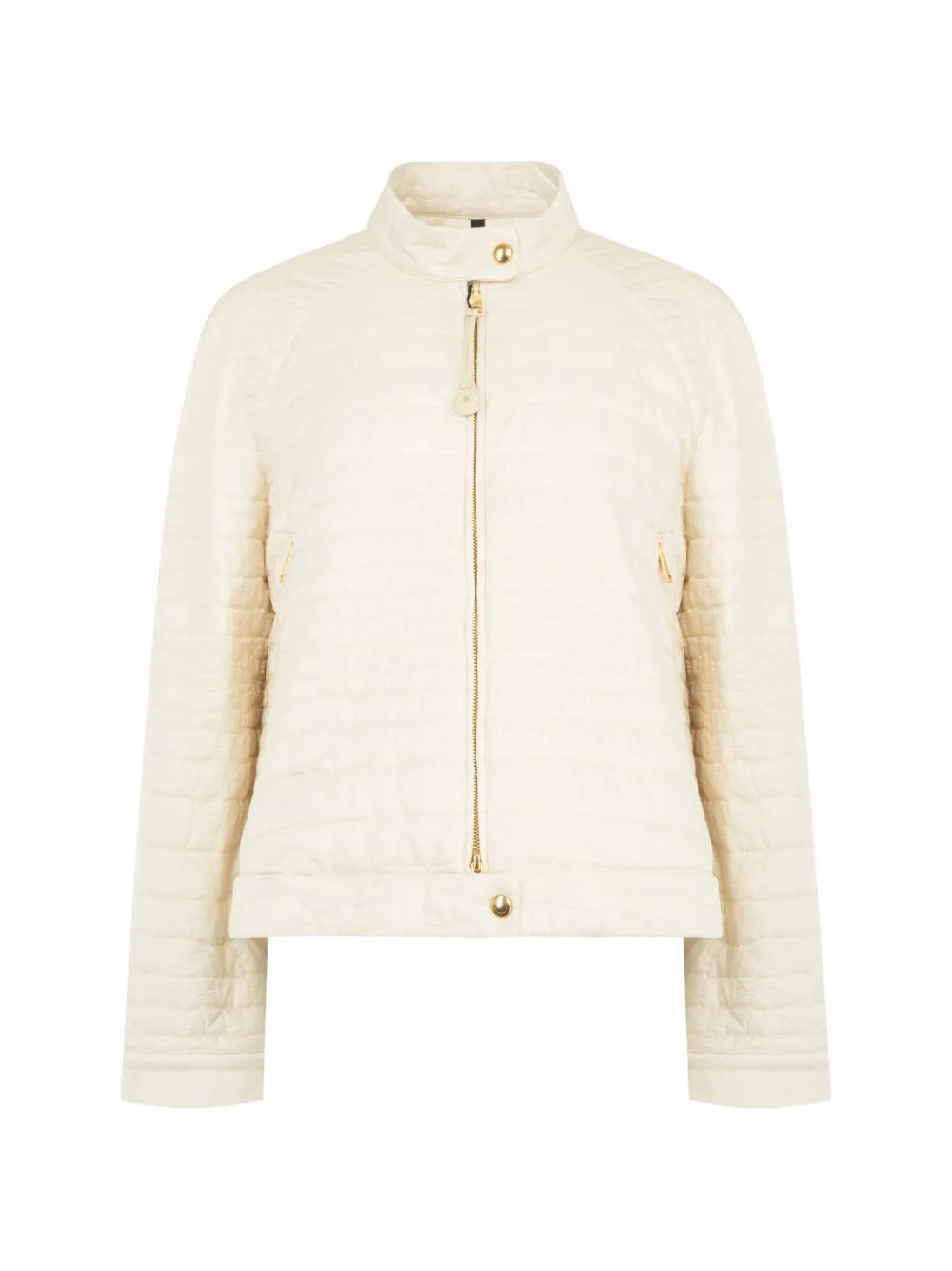 Moncler - Aubrieta gewatteerd donsjack met geometrische print - dames - polyamide/polyamide/Down/veer/kalfsleer - 0 - Beige
