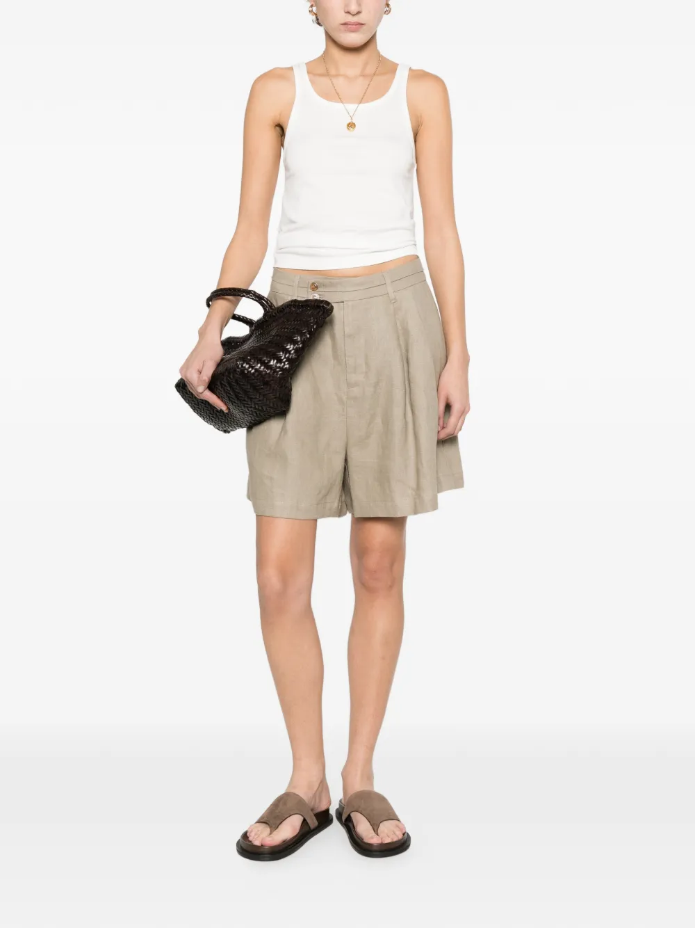  Eleh Square Neck Tank Top - White 