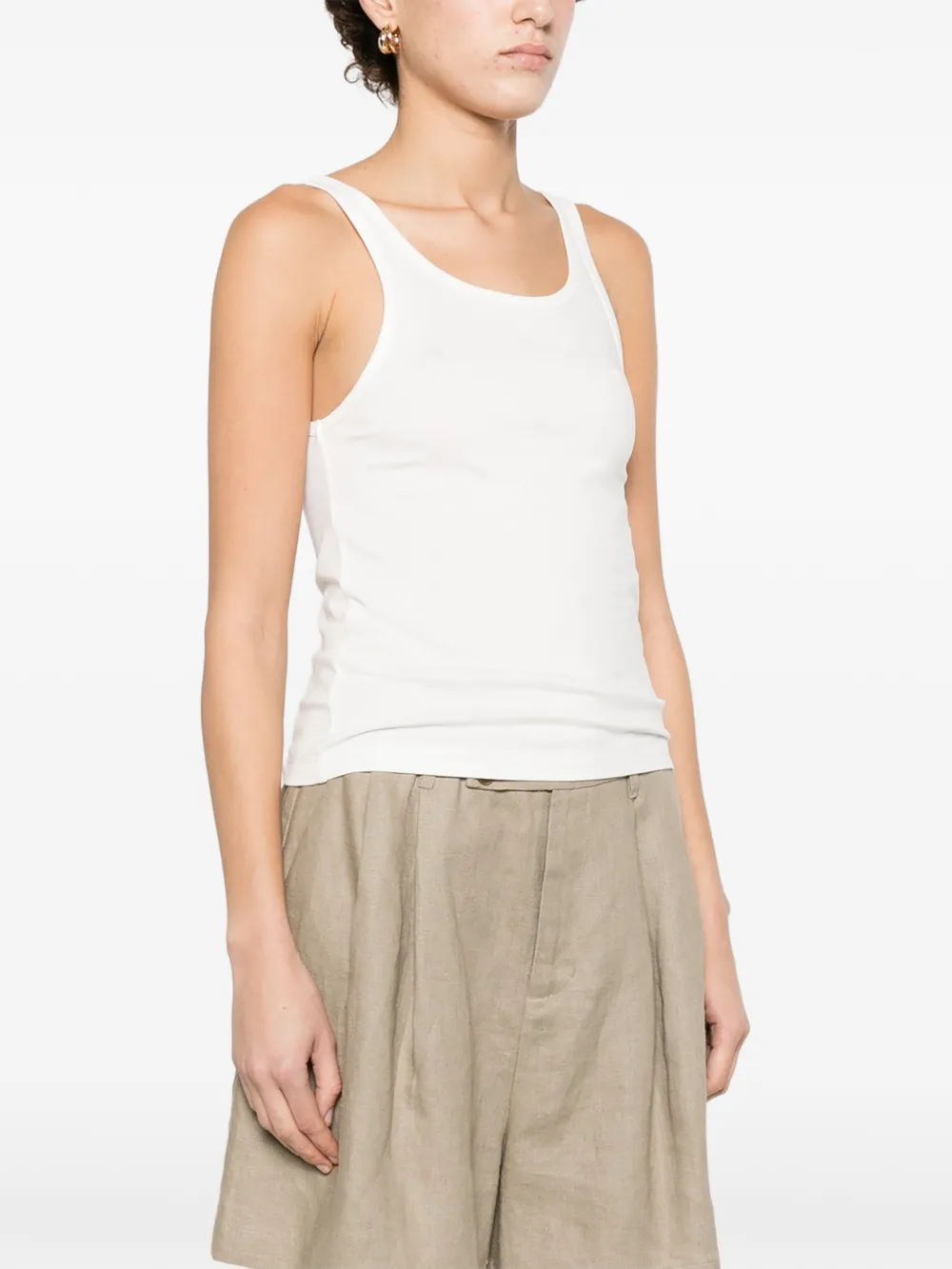  Eleh Square Neck Tank Top - White 