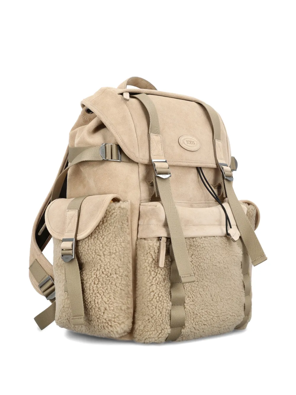  Tod's Shearling Trim Backpack - Neutrals 