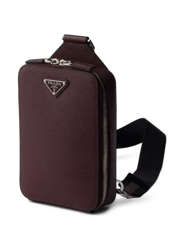 Prada Brique レザーメッセンジャーバッグ | レッド | FARFETCH JP