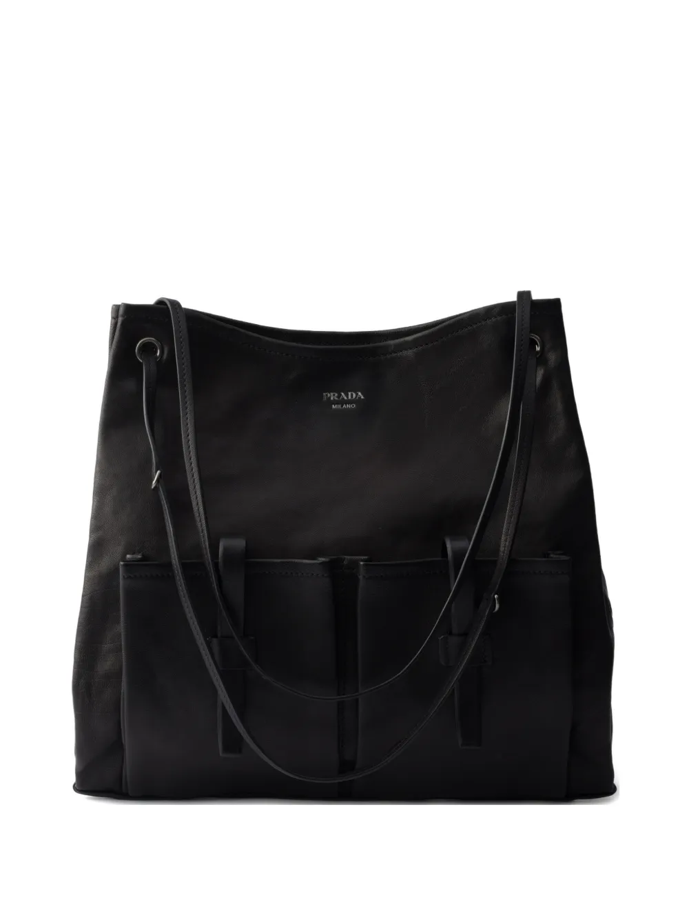 Prada large Route leather tote bag - Nero