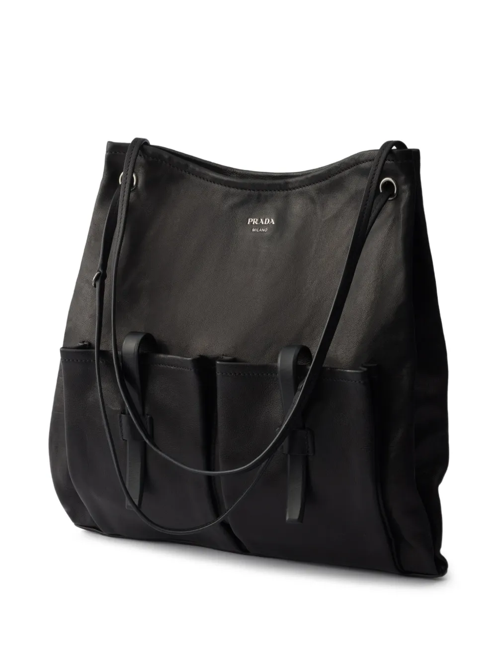 Prada Route grote leren shopper Zwart