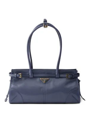 Prada Bonnie Medium Denim And Leather Handbag | Blue | FARFETCH