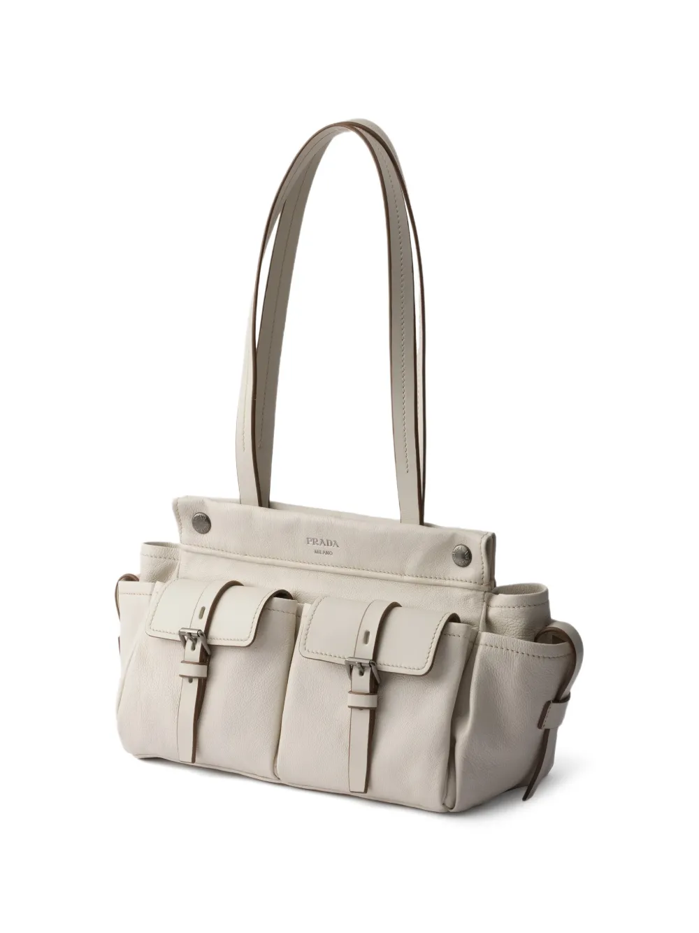 Prada Route medium leren shopper Beige