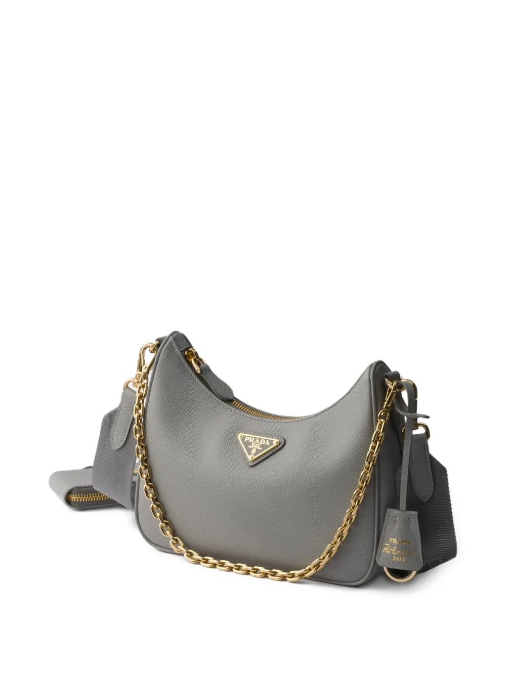 Prada Re-Edition 2005 schoudertas van saffiano leer Grijs