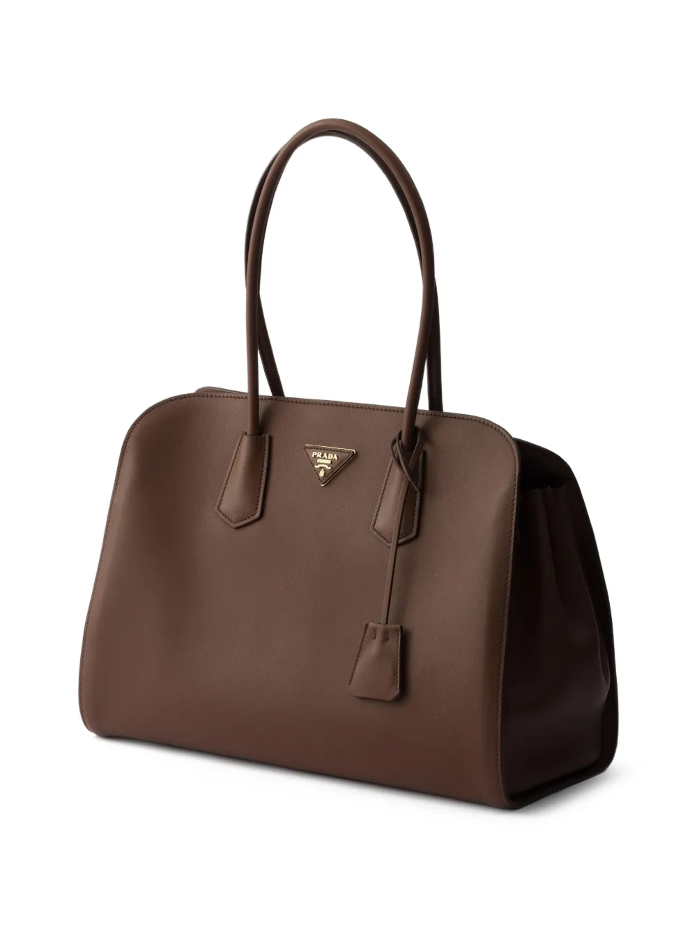  Prada Large Leather Tote Bag - Brown 