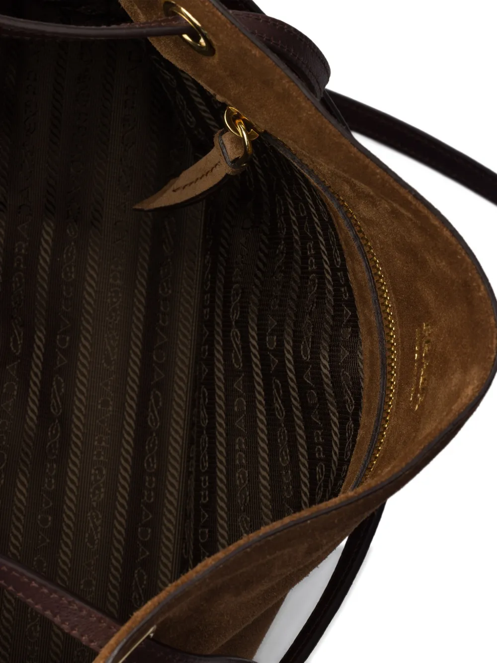 Prada Carry grote suède shopper Bruin