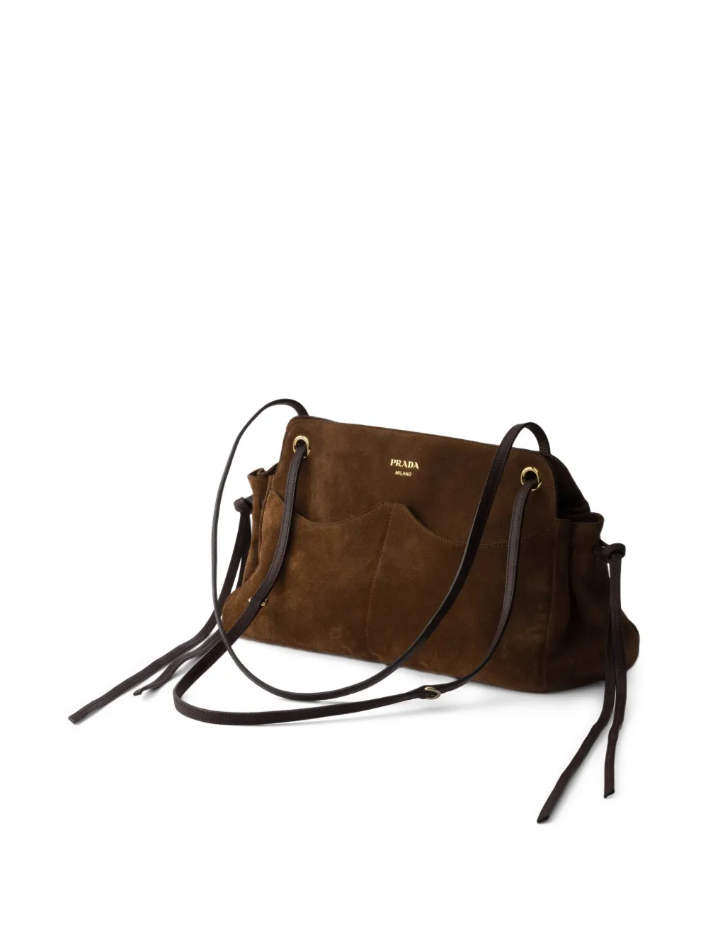 Prada Carry grote suède shopper Bruin