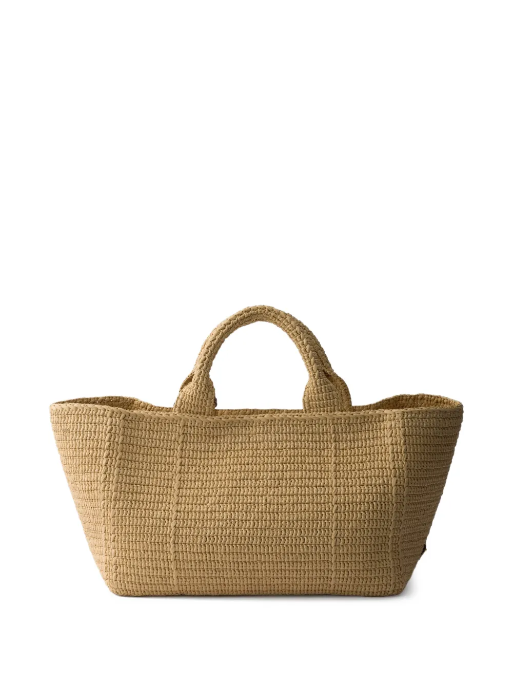 Prada Geweven shopper met logo-reliëf Beige