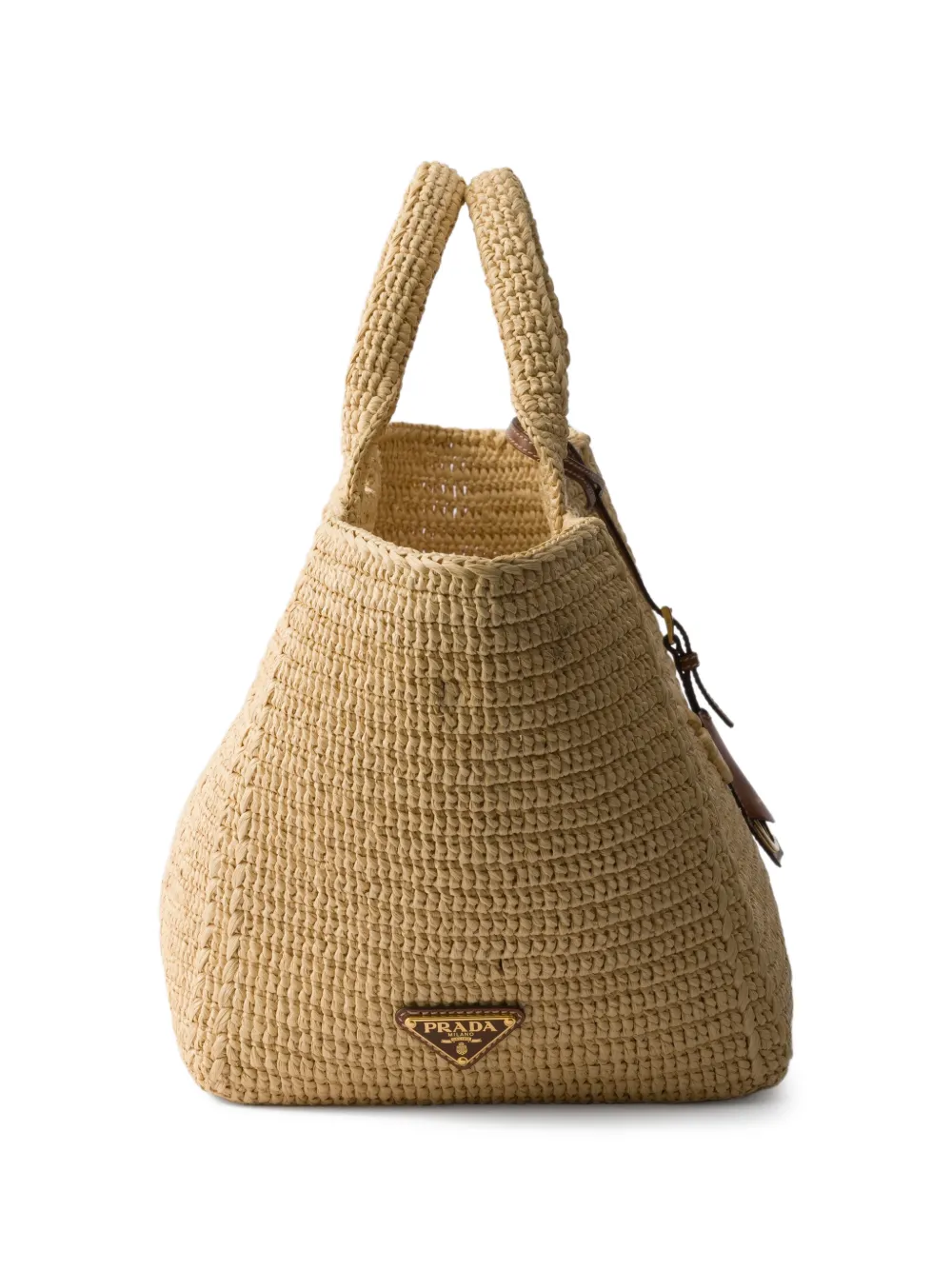 Prada Geweven shopper met logo-reliëf Beige