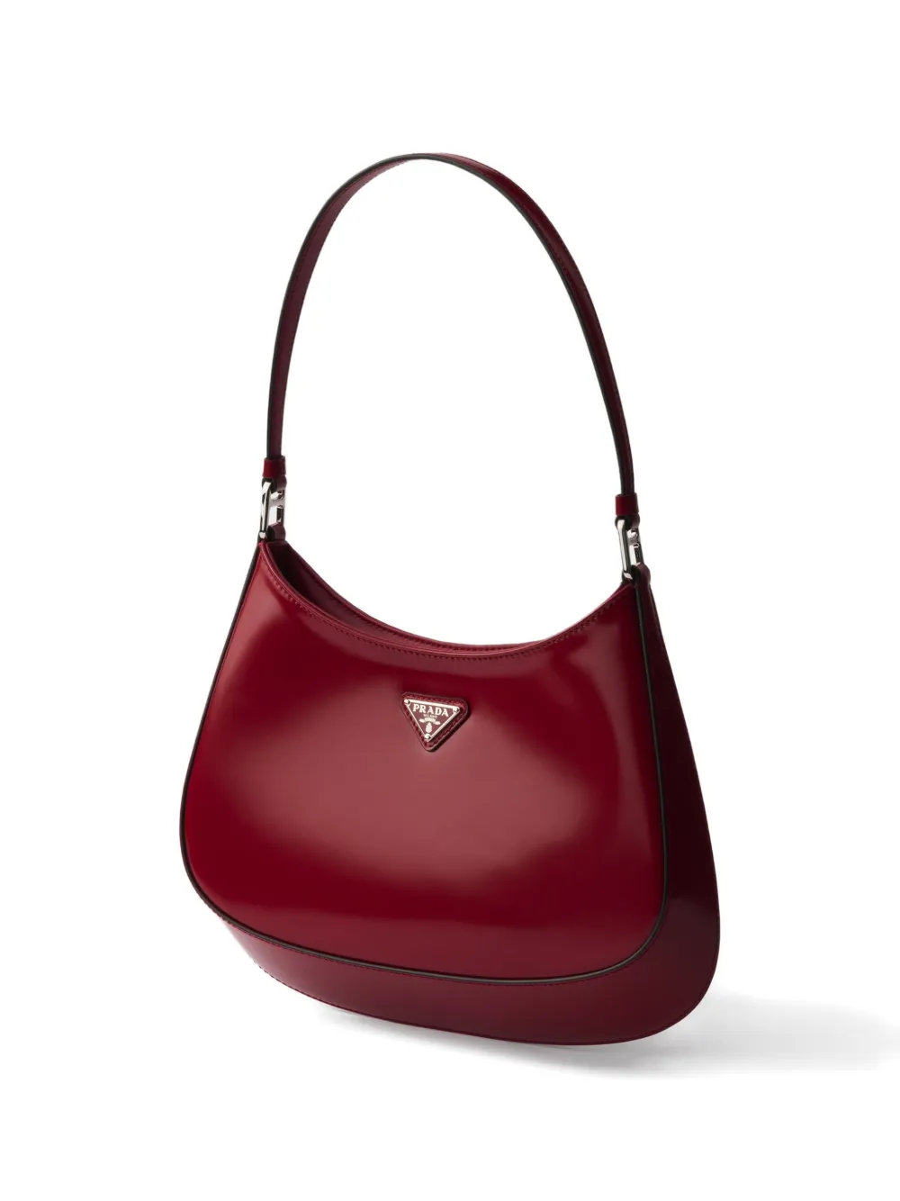 Prada Cleo brushed leather shoulder bag - Rosso