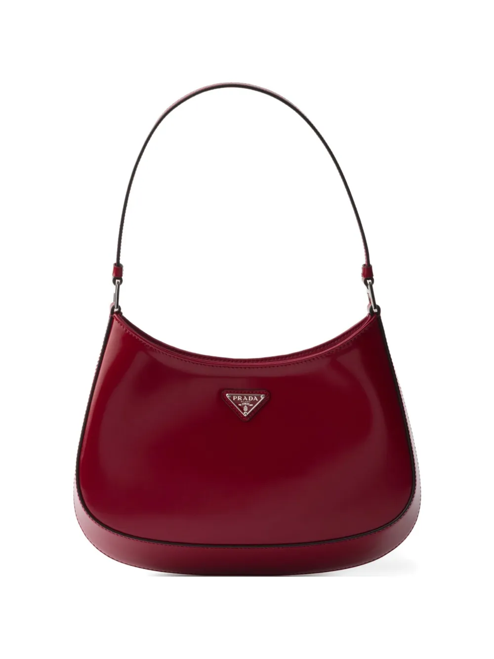 Prada Cleo brushed leather shoulder bag - Rosso