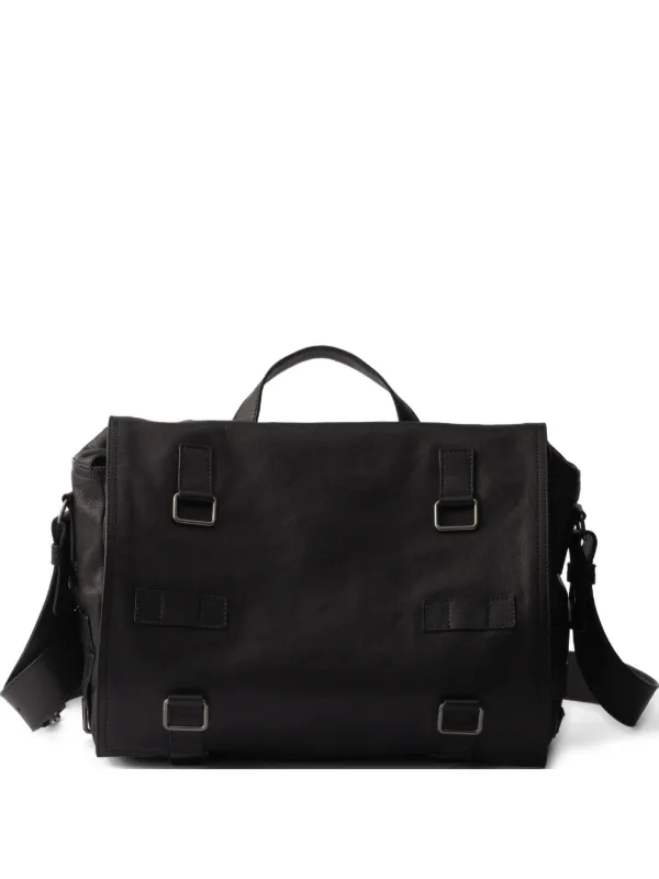 Prada レザー メッセンジャーバッグ | ブラック | FARFETCH JP