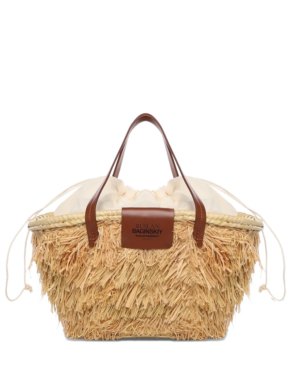 Ruslan Baginskiy Nest straw trim tote bag - Toni neutri