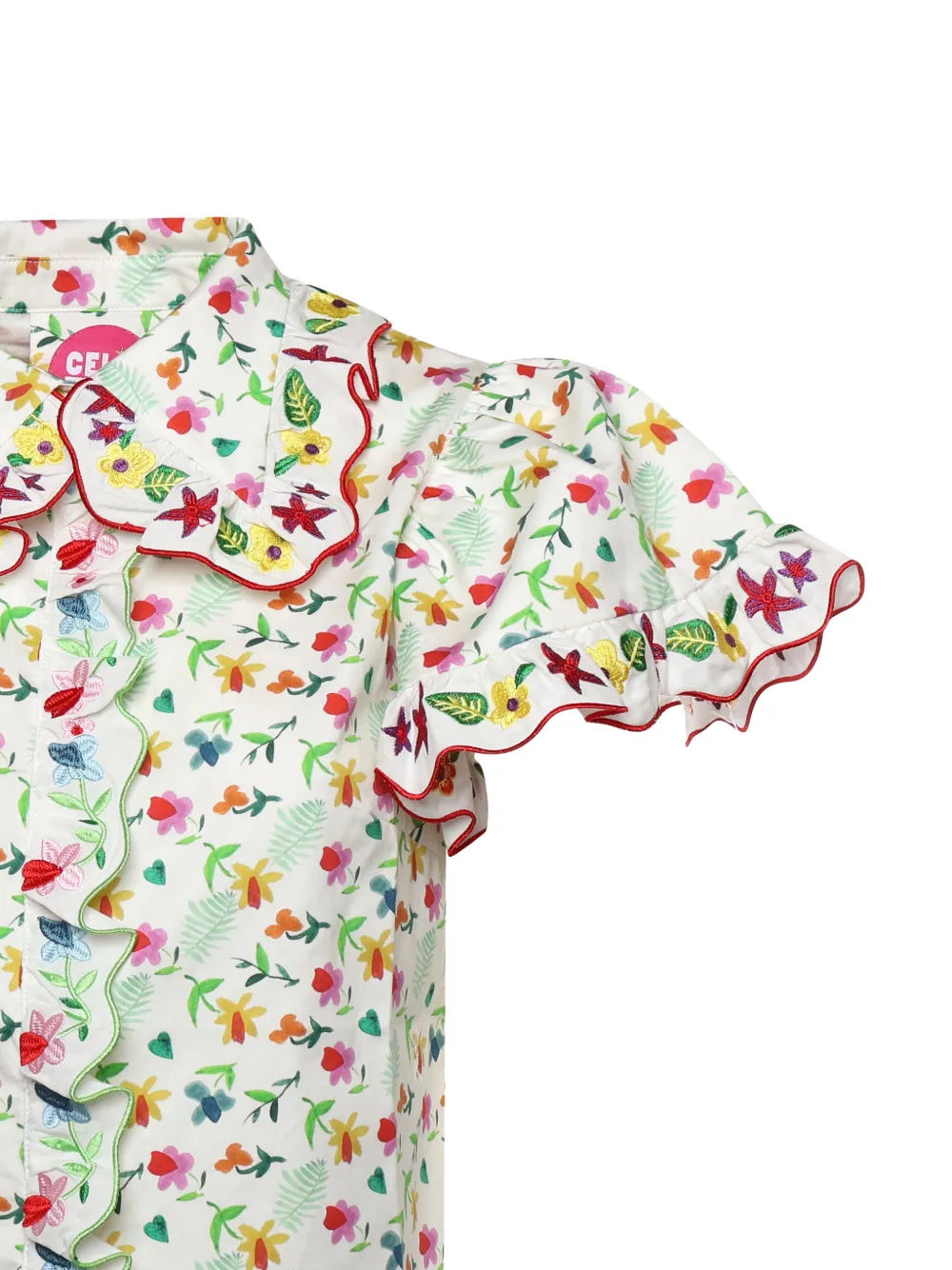  Celia B Top Sailing Scalloped Ruffled Shirt - White 