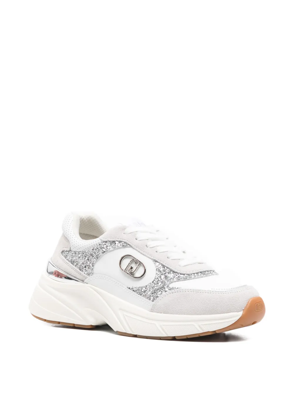 LIU JO LJ01 glitter logo-plaque sneakers Wit