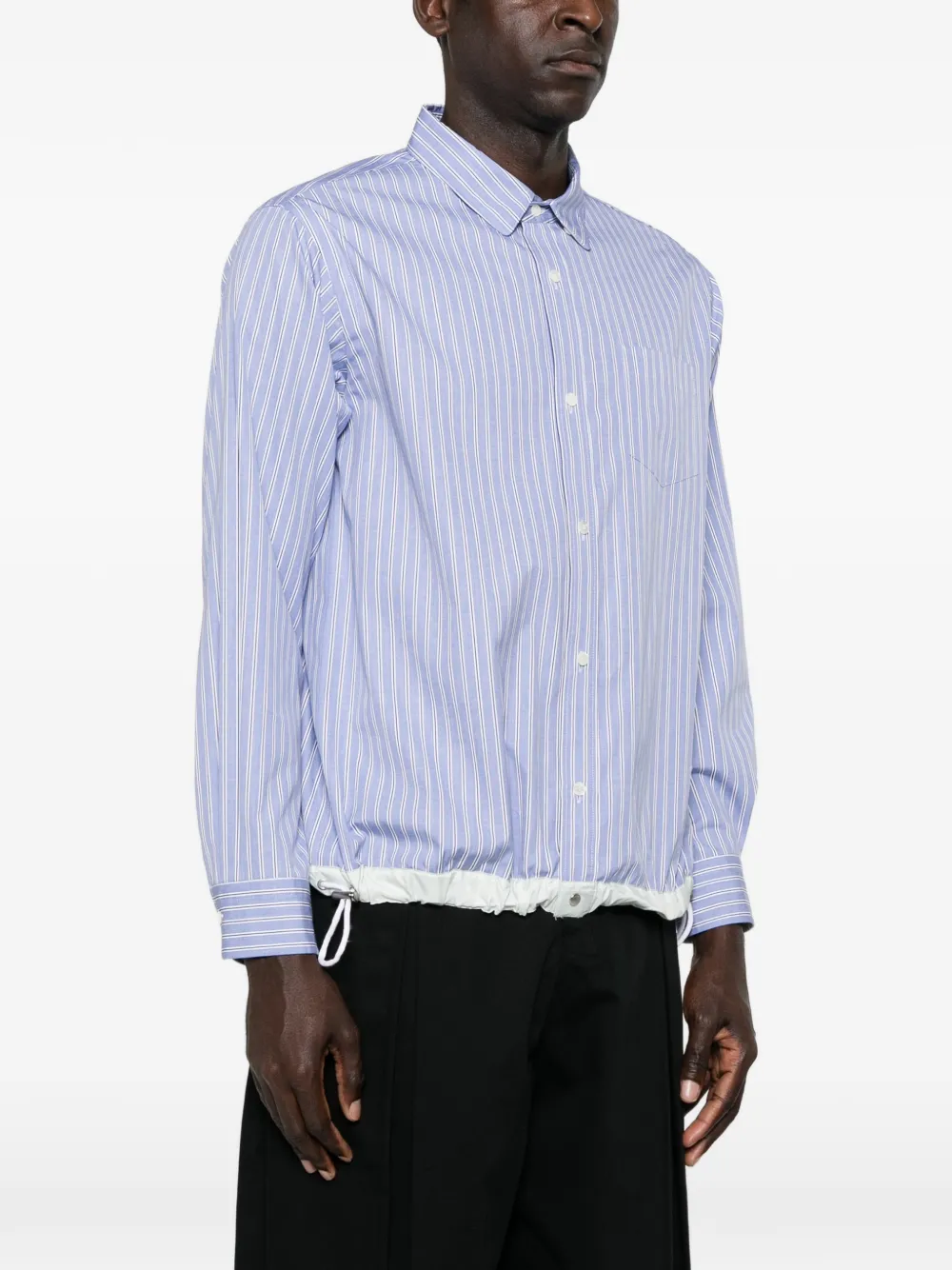  Sacai Striped Drawstring Shirt - Blue 