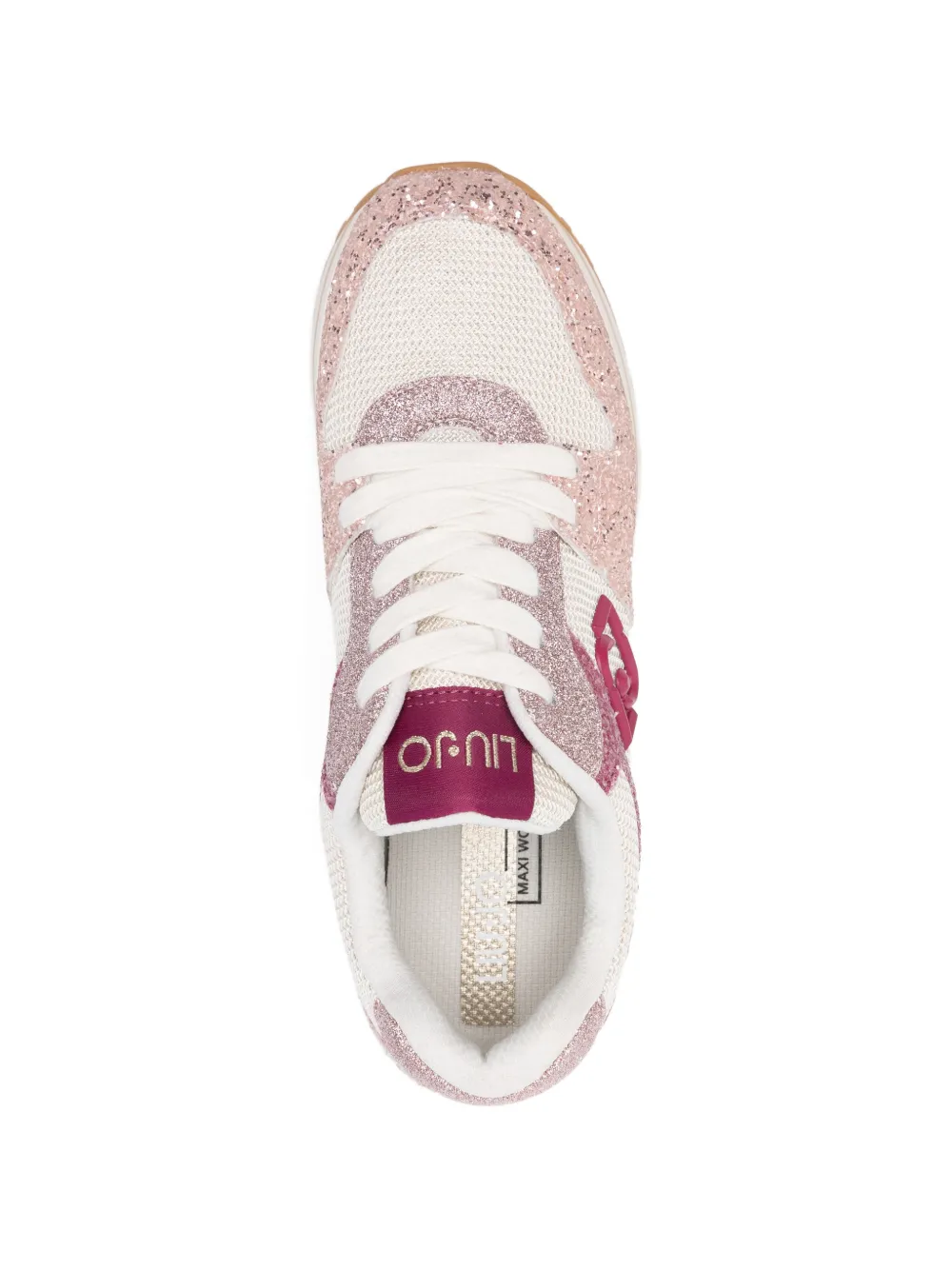 LIU JO Maxi Wonder logo glitter sneakers Roze