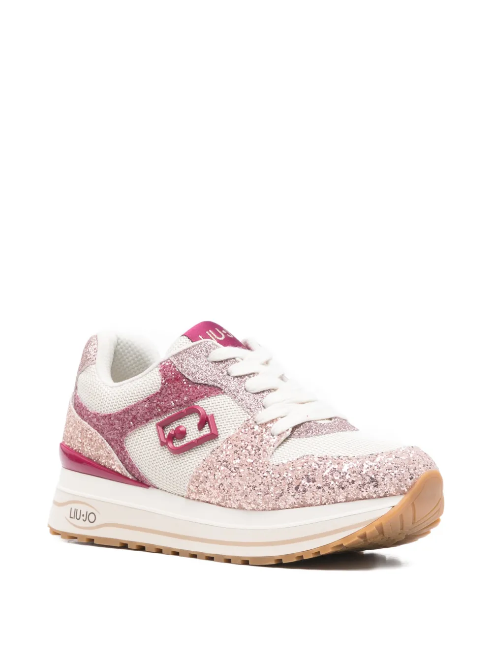 LIU JO Maxi Wonder logo glitter sneakers Roze