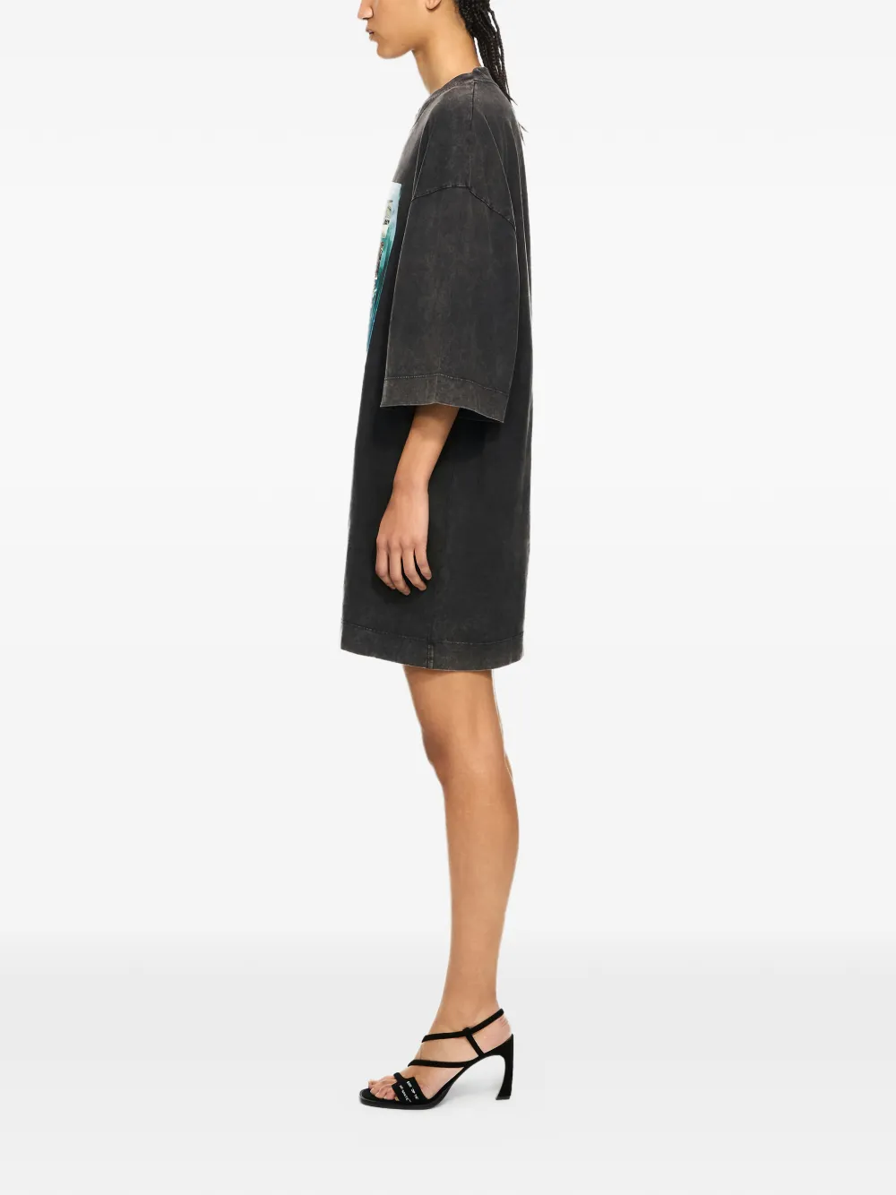 Off-White Oversized mini-T-shirt jurk met print Zwart