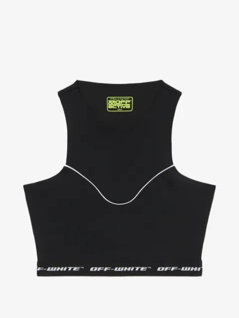 Off-White top corto con banda del logo