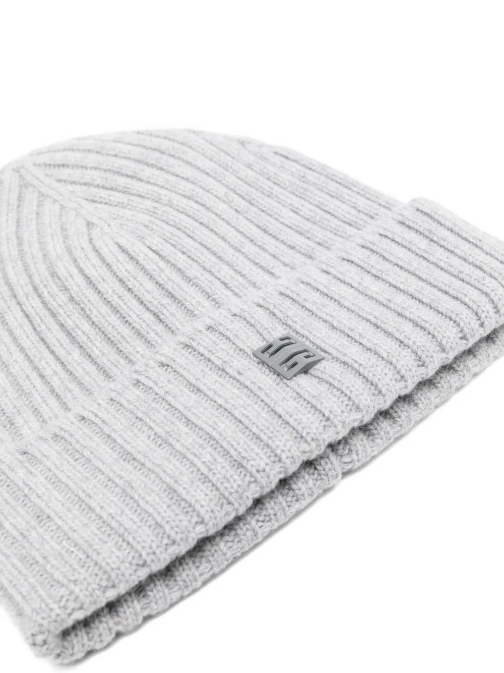  Givenchy Ribbed Logo Beanie Hat - Grey 