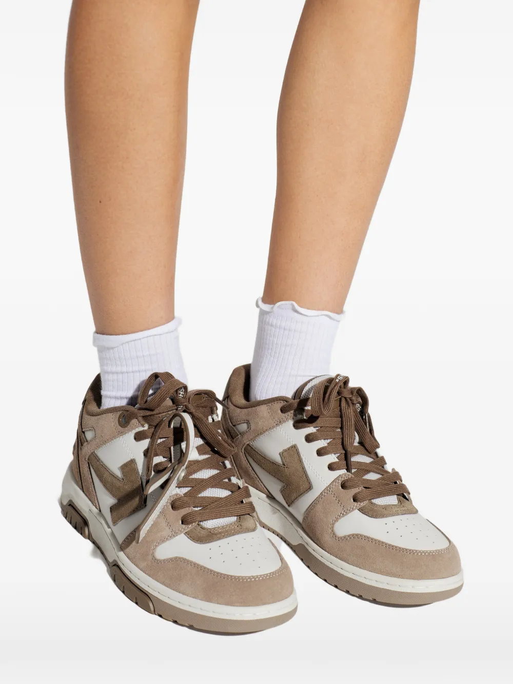 Off-White Out Of Office suede sneakers Beige