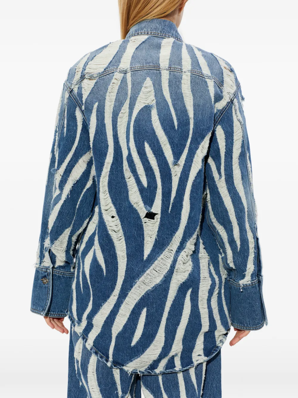 Blumarine Gerafeld katoenen T-shirt Blauw