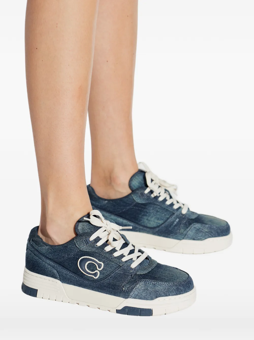Coach Sneakers met denim-effect en logopatch Blauw
