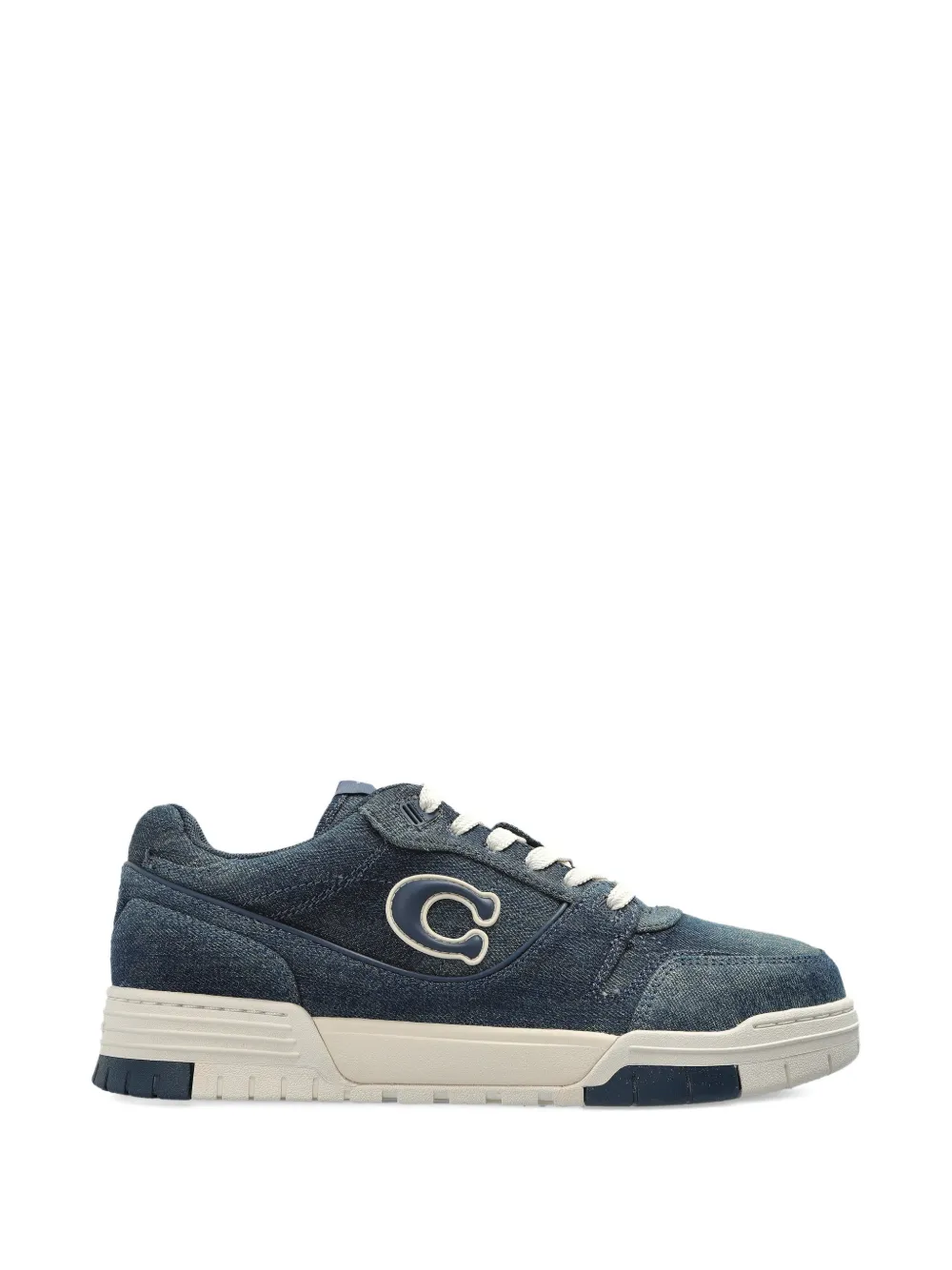Coach denim-effect logo-patch sneakers - Blau