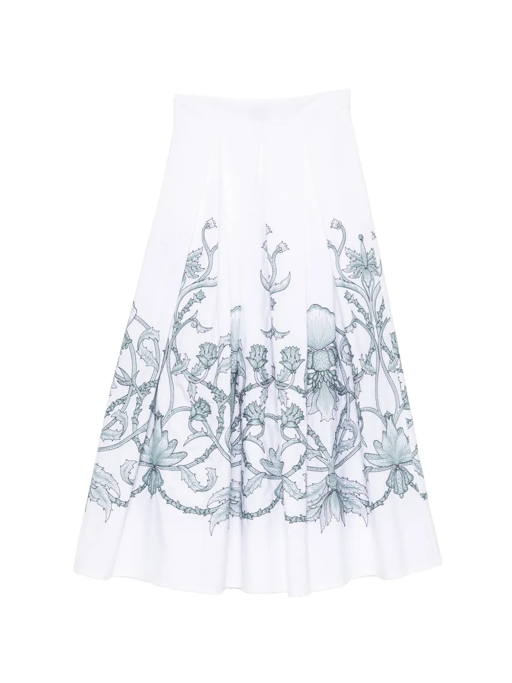 Eleventy Floral-print Midi Skirt in White, view 2