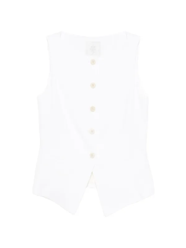 Eleventy Button Waistcoat in White