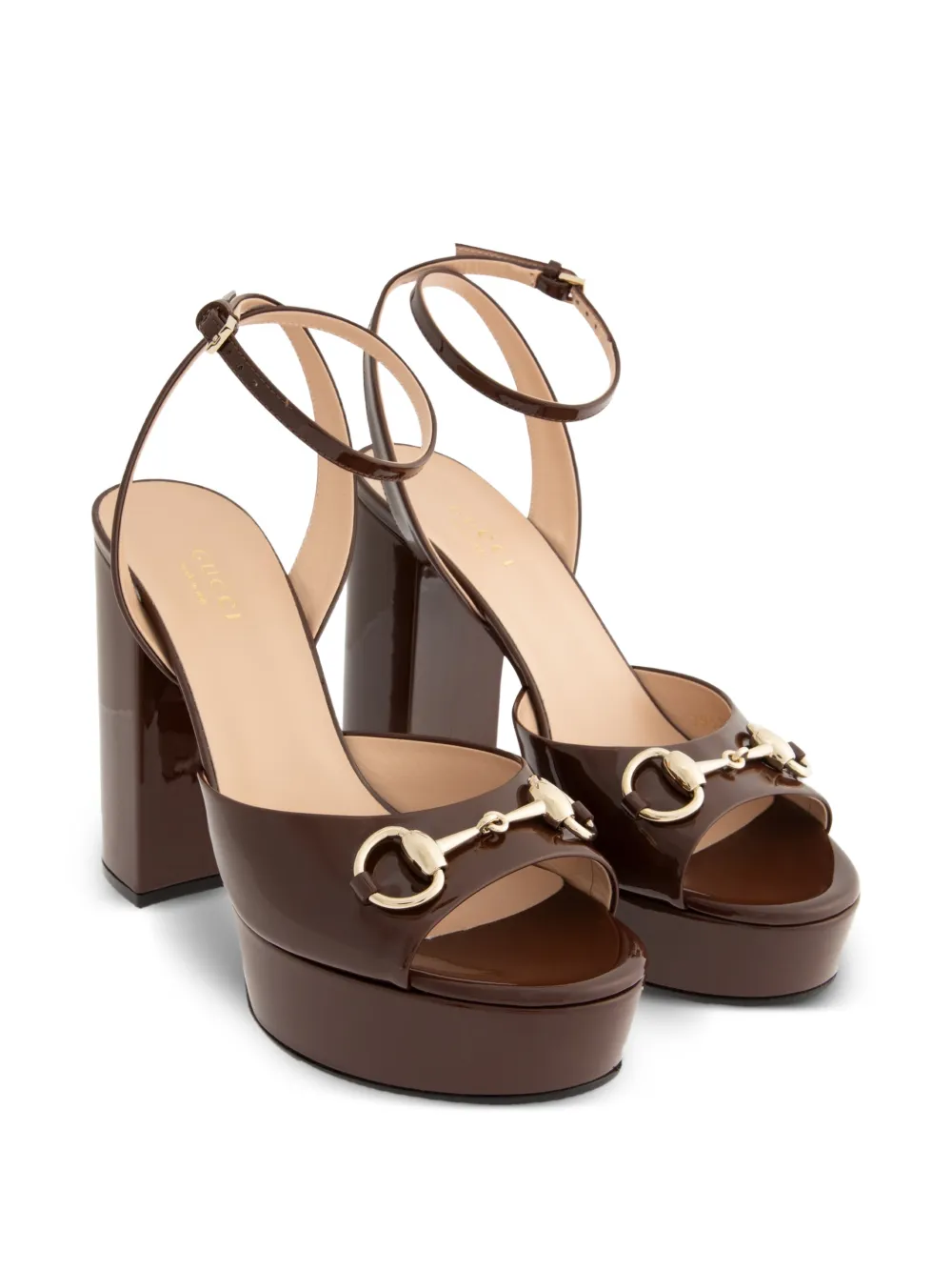 Gucci 115 mm Lady Horsebit sandalen Bruin