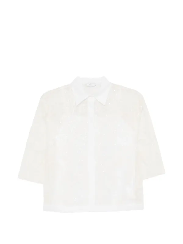 Peserico Sequin button-up Shirt | White | FARFETCH