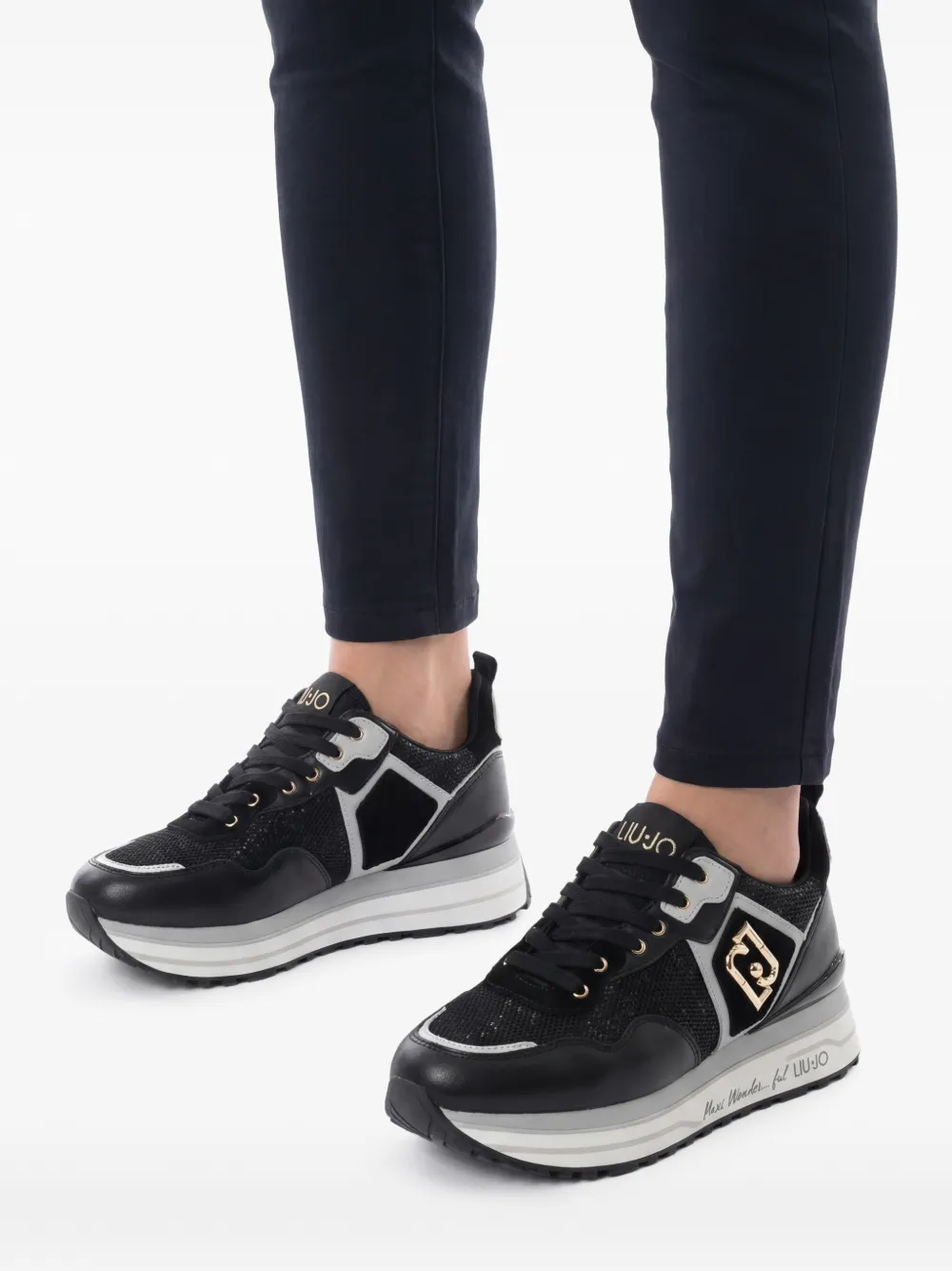 LIU JO Maxi Wonder sneakers met logo Zwart