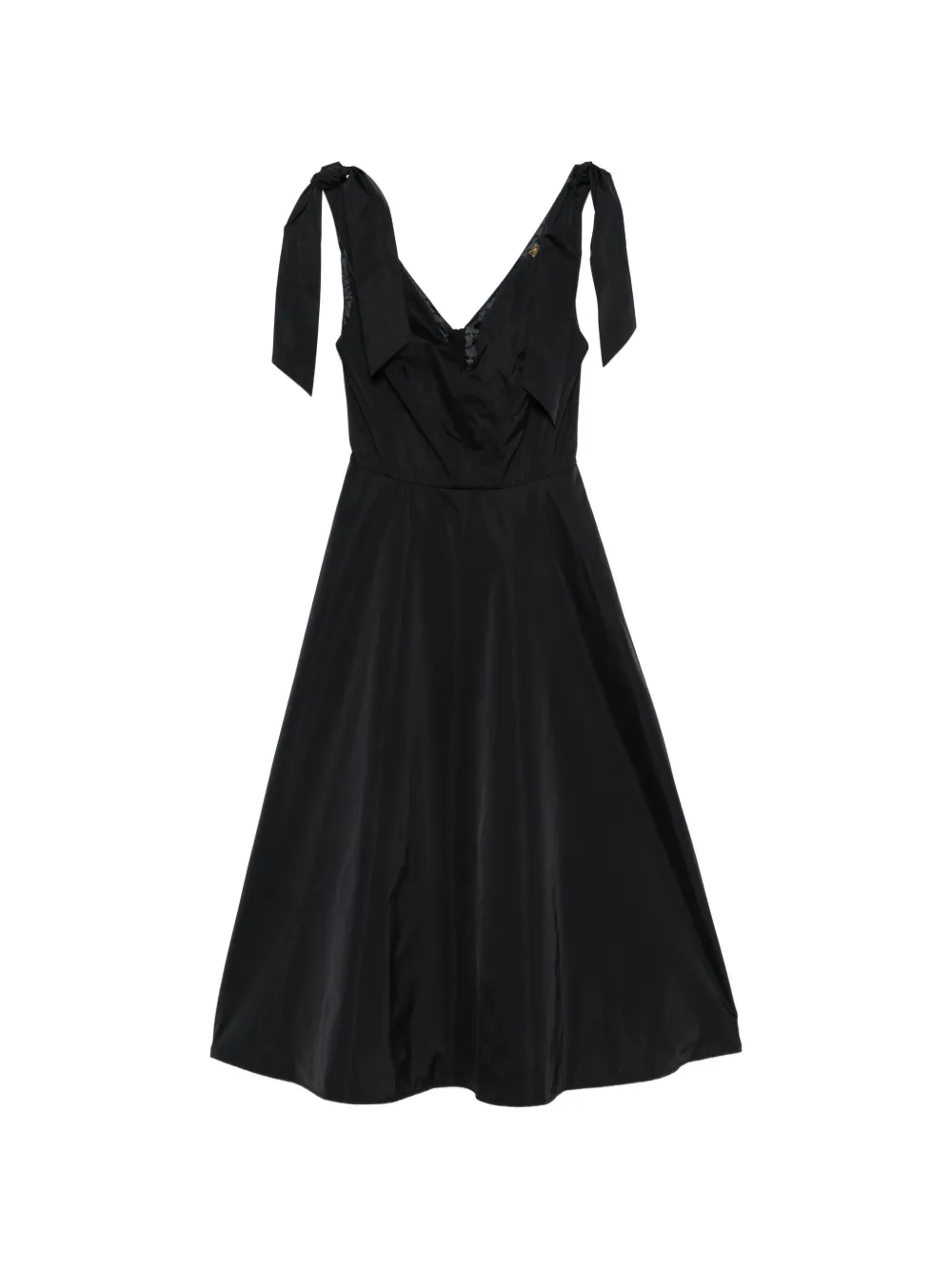 Elisabetta Franchi tie-shoulder V-neck midi dress - Nero