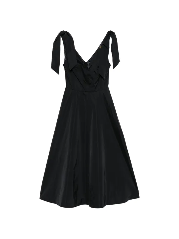 Elisabetta Franchi tie-shoulder V-neck Midi Dress | Black