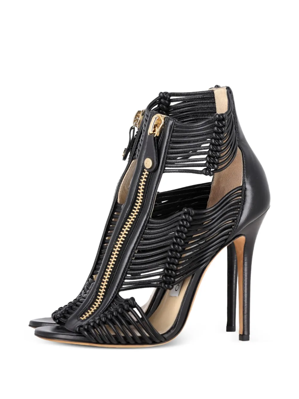 Jimmy Choo Pre-Owned Kattie knotted zip heeled sandals - Schwarz