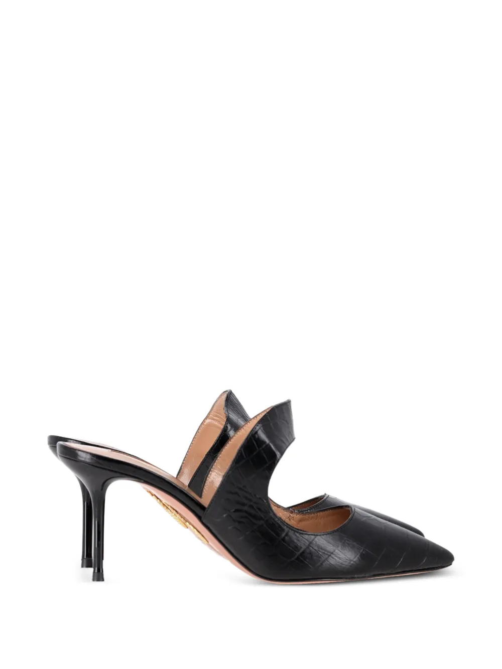 Aquazzura croc-embossed pointed-toe mules - Nero