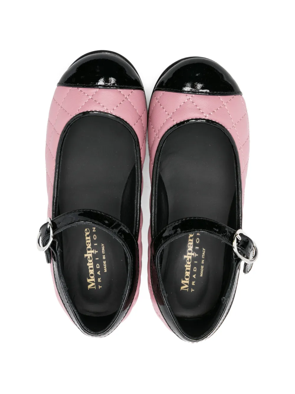 MONTELPARE TRADITION Matelassé leren ballerina's Roze