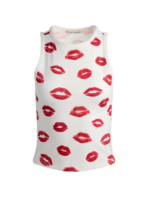 alice + olivia ALLEN lips-print ribbed top