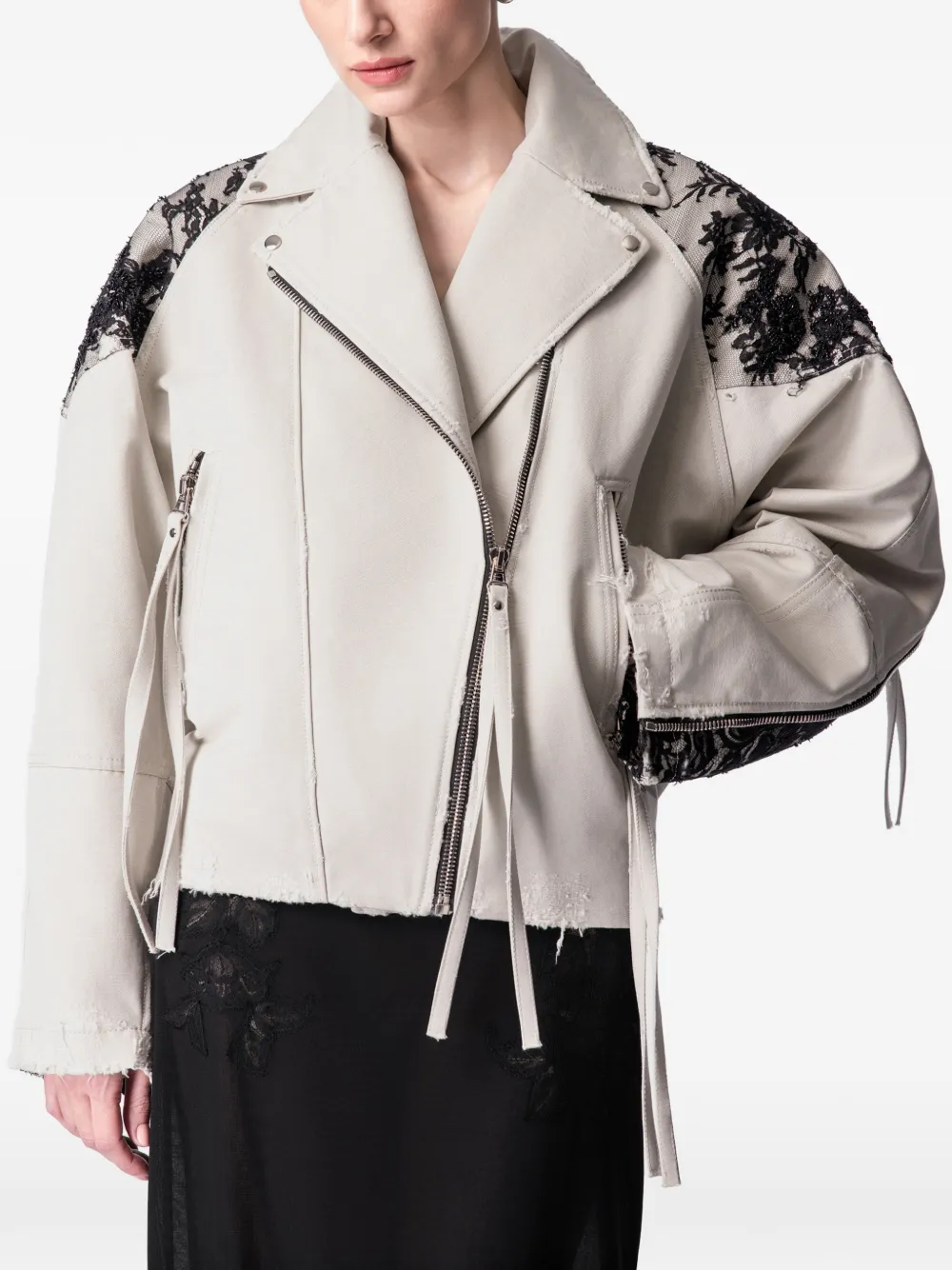 ARTICLE TEN lace-panelling jacket - Toni neutri