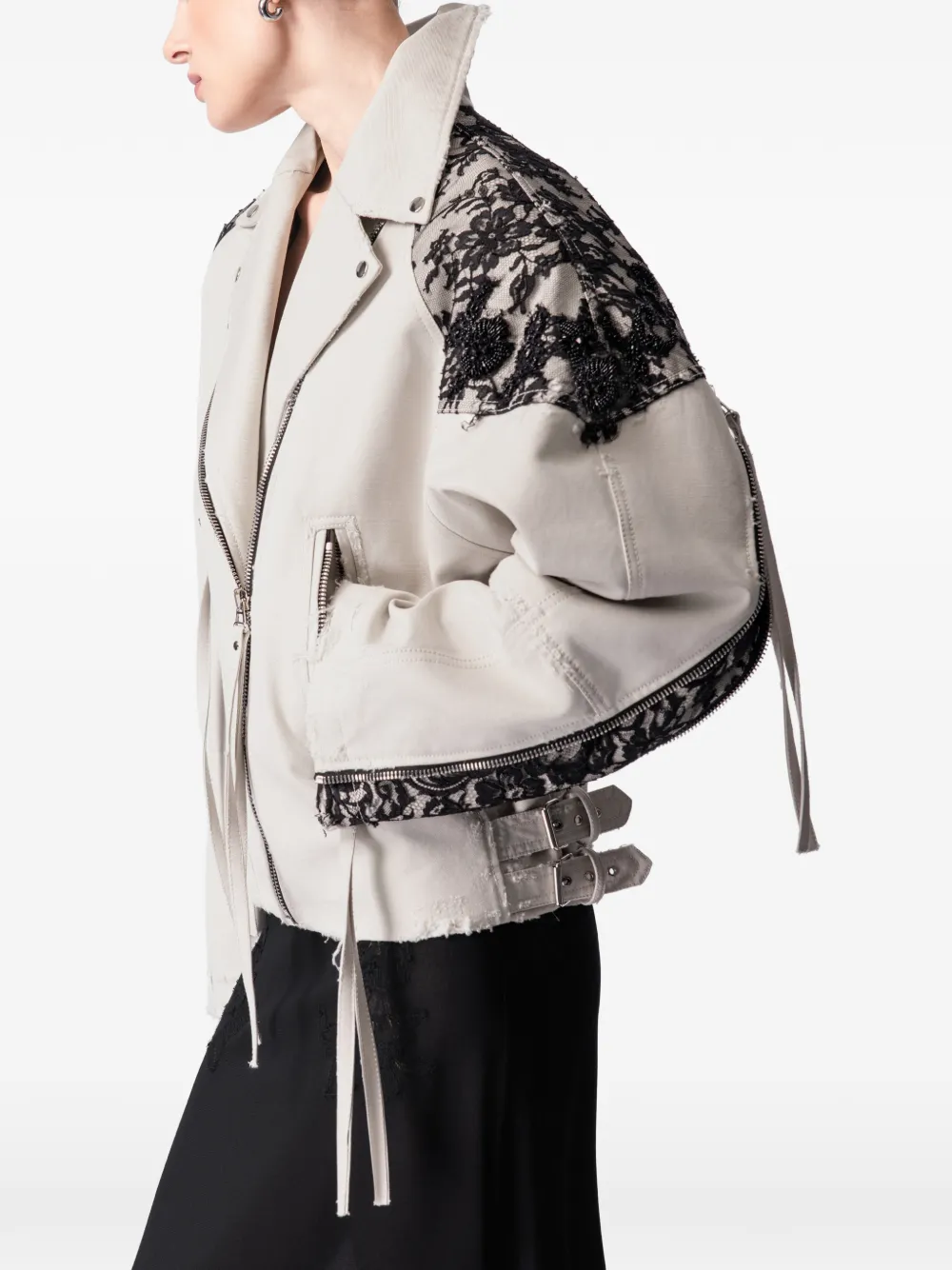  Article Ten Lace-panelling Jacket - Neutrals 