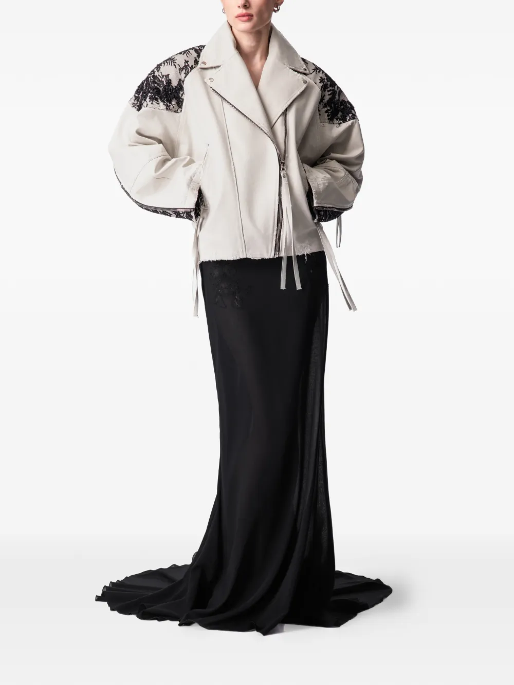  Article Ten Lace-panelling Jacket - Neutrals 