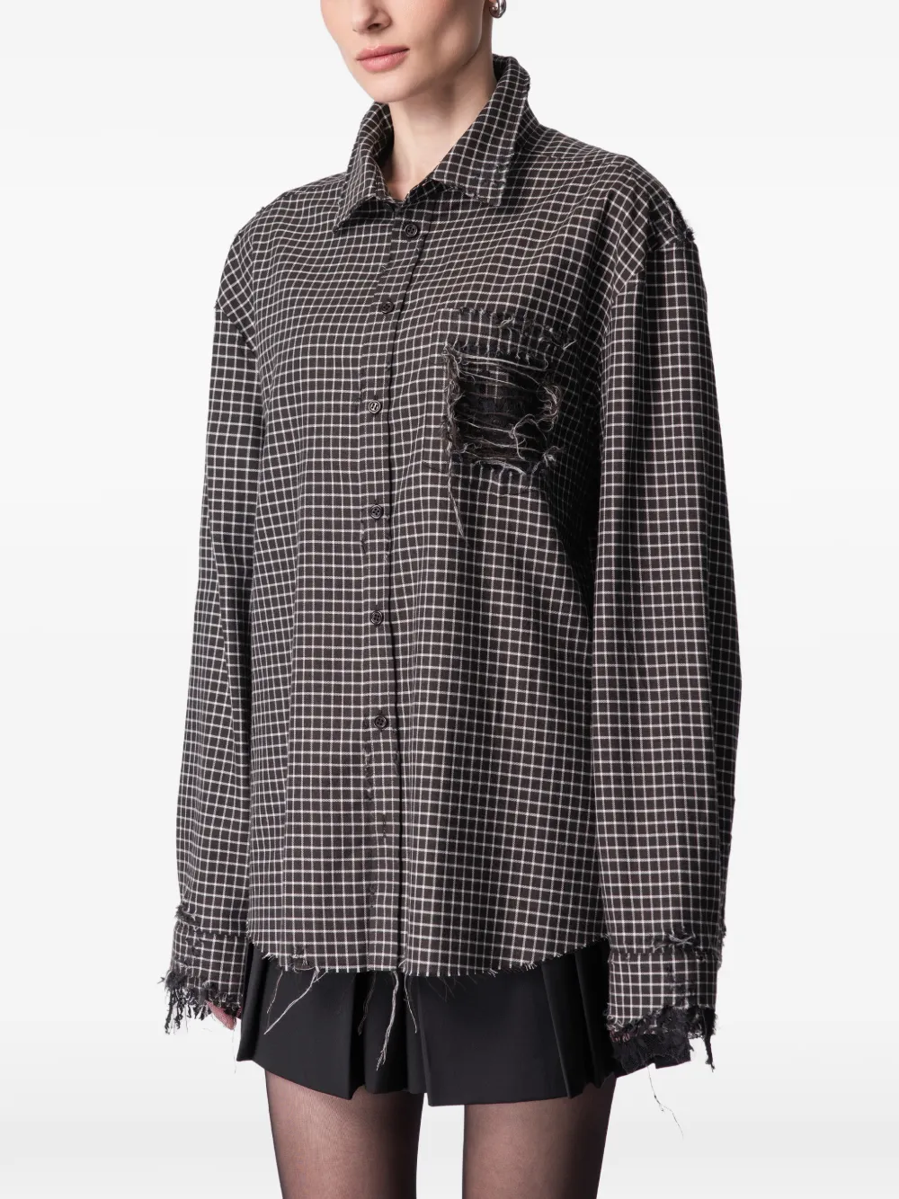 ARTICLE TEN check-pattern shirt - Nero