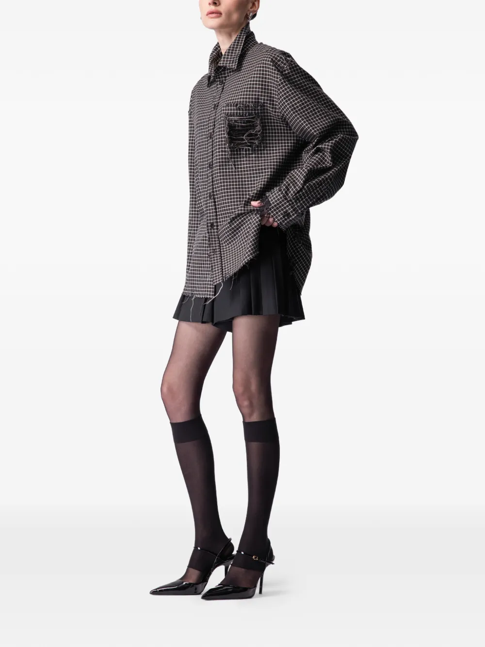  Article Ten Check-pattern Shirt - Black 