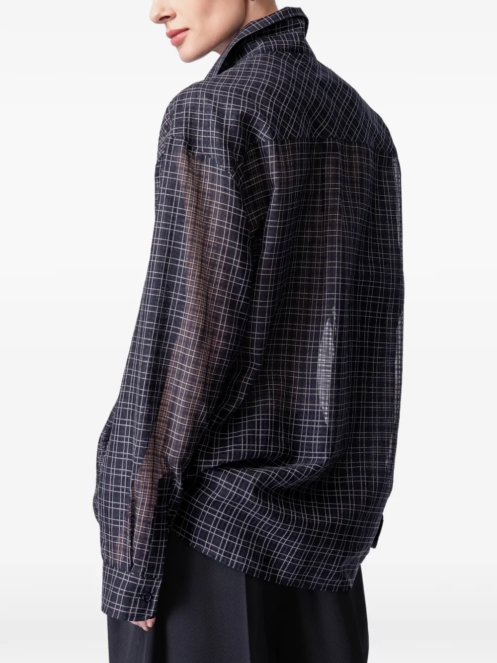  Article Ten Check-pattern Silk Shirt - Blue 