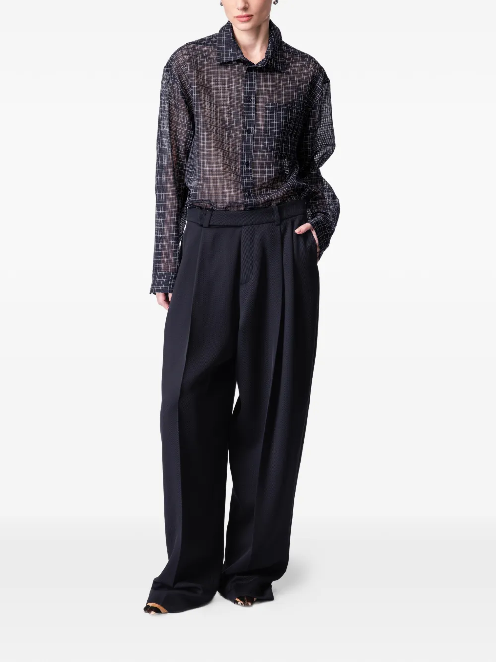  Article Ten Check-pattern Silk Shirt - Blue 