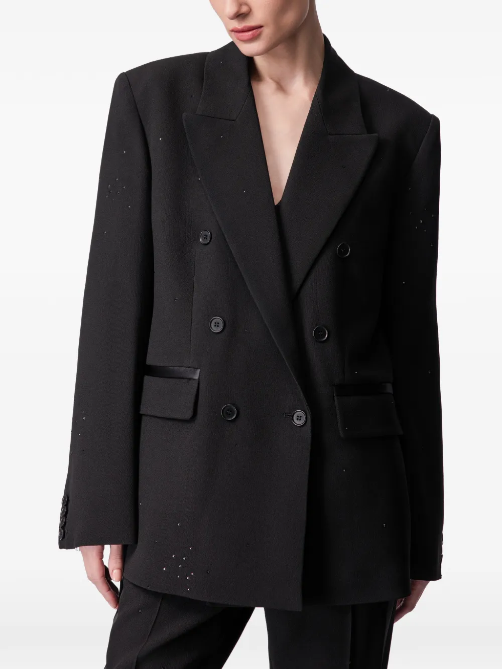 ARTICLE TEN lace-embellished blazer - Nero